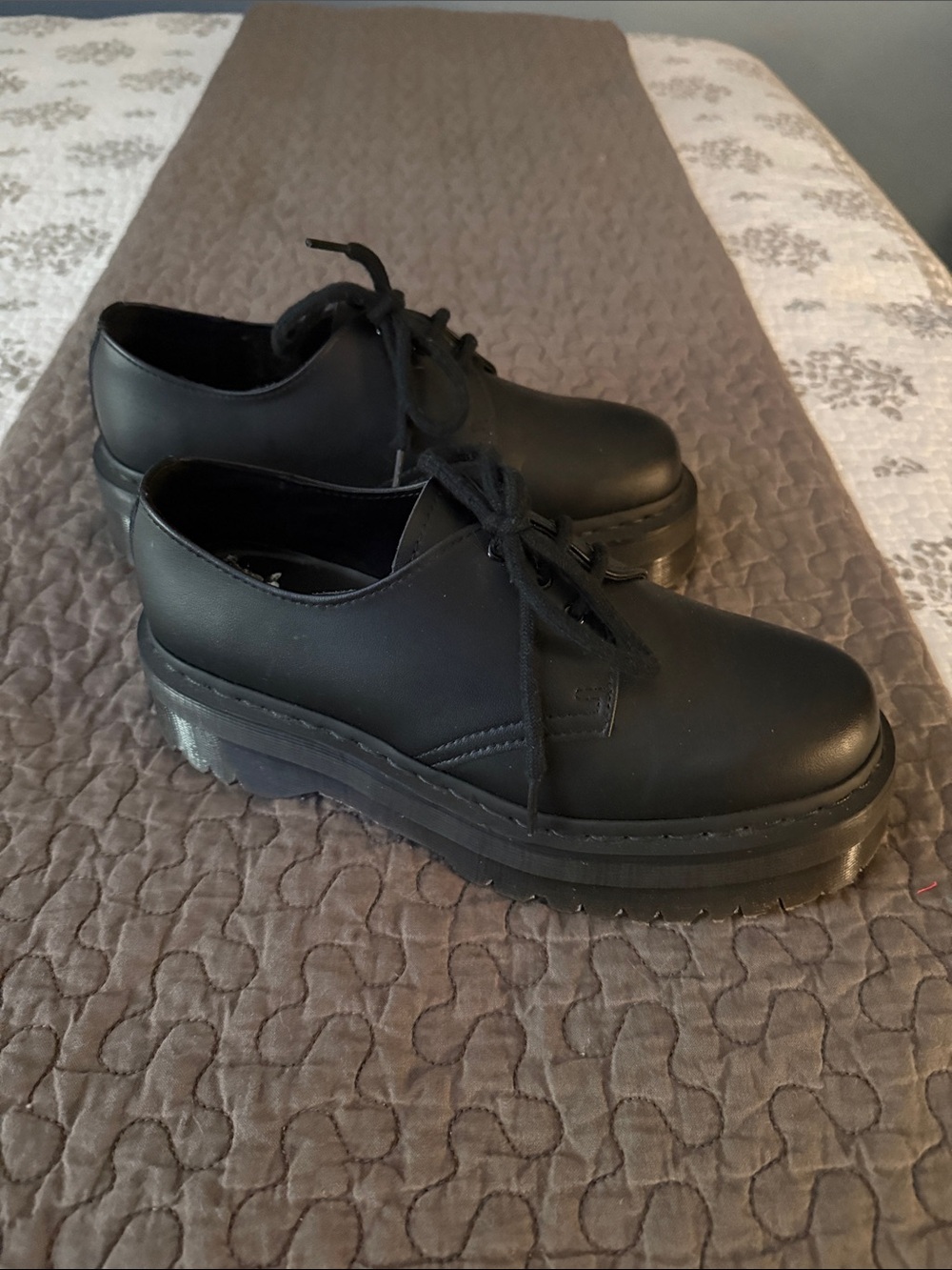 Dr. Martens Black Vegan Leather Platform Derby Oxfords NWOT - Picture 5 of 6